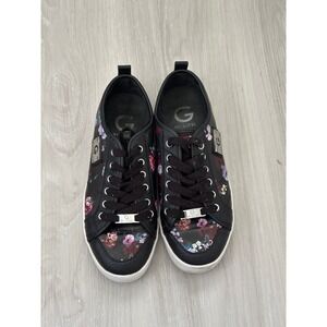 G by Guess Sneakers Womens Size 7 Black Floral Print Comfortable Casual Shoes